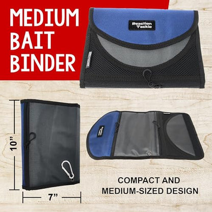 Reaction Tackle Fishing Tackle Organizer Case, Soft Bait Binder for Soft Plastics and Terminal Tackle with Zippered Sleeves, Medium - size: Medium