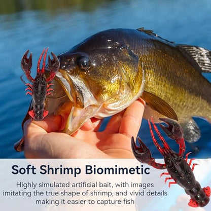 HERCHR Soft Fishing Lure Crawfish Bait Shrimp Lobster Claw Artificial Lure 10pcs Soft Lure Baits - color: RED