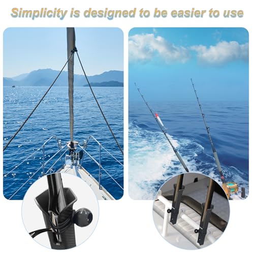 8 Pack Plastic Fishing Rod Holders Racks for Boat, Tube Fishing Rod Pole Side-Mount with Screws