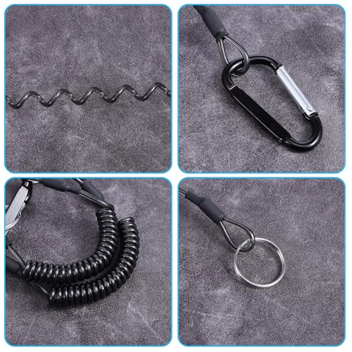 8 Pcs Retractable Safety Coiled Lanyard Heavy Duty Fishing Lanyard with Carabiner Kayak Retractable Tool Leash Keychain Fishing Rod Safety Lanyards for Fish Equipment Keys Cards Tools