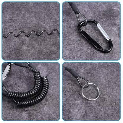 8 Pcs Retractable Safety Coiled Lanyard Heavy Duty Fishing Lanyard with Carabiner Kayak Retractable Tool Leash Keychain Fishing Rod Safety Lanyards for Fish Equipment Keys Cards Tools