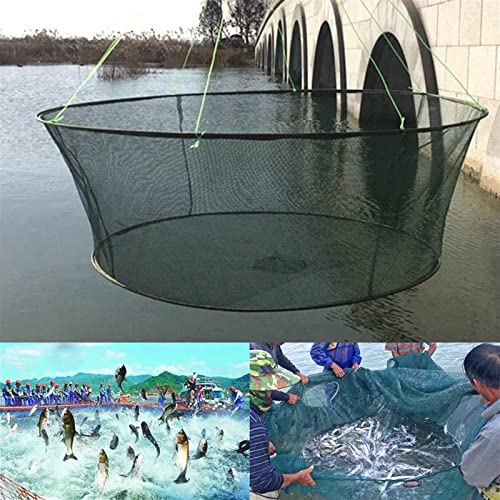 Fishing Accessories - 80/100cm Folding Fishing Net Hanging Wire Mesh Steel Wire Mesh Fish Cage Bait Crab Shrimp Pier Pond Shrimp Trap Minnow Mesh Net