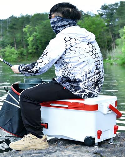 38QT Multifunctional Fishing Cooler Box with Retractable Legs, Insulated Ice Chest for Fishing Camping Outdoor