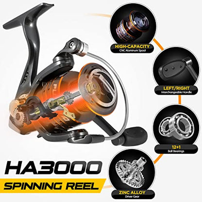 PLUSINNO Fishing Rod and Reel Combos Carbon Fiber Telescopic Fishing Pole with Reel Combo Sea Saltwater Freshwater Kit Fishing Rod Kit - color: Full Kit with Carrier Case, size: 6.89 ft