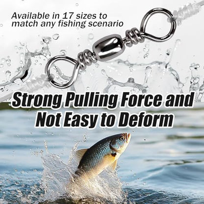 Copper Ball Bearing Swivels Cross Line Swivels Silver FS/ZH-02(10#,100pcs) | for Saltwater Freshwater,Fishing Swivel Tackle,for Lure Line,and Leader Connections