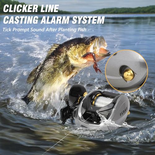 Baitcasting Reels 6.4:1 Gear Ratio 33LB Max Drag 8+1 Bearing | Baitcasting Fishing Reels Aviation-Aluminium Spool Aluminum Star-Shaped Trailer and Handle Arm Drag Alarm System - color: Silver-Left