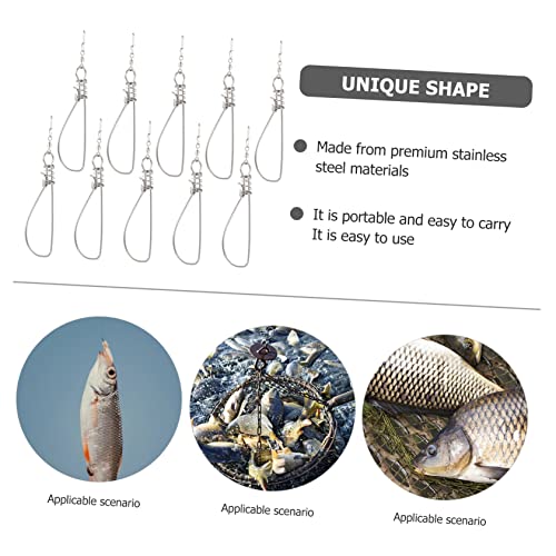 10pcs Stainless Steel Fish Buckle for Outdoor Fishing Fish Stringer Spring Lock Portable Sinkers for
