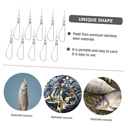 10pcs Stainless Steel Fish Buckle for Outdoor Fishing Fish Stringer Spring Lock Portable Sinkers for