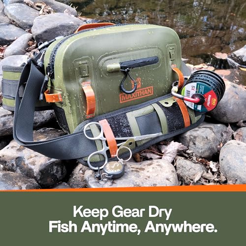 Lehigh Crossing, Waterproof Fishing Waist Pack, Fly Fishing Fanny Pack, Submersible Lumbar Pack - color: Green
