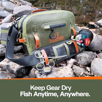 Lehigh Crossing, Waterproof Fishing Waist Pack, Fly Fishing Fanny Pack, Submersible Lumbar Pack - color: Green