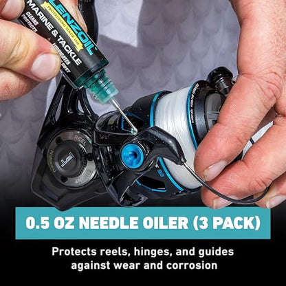 CLENZOIL Marine & Tackle - Fishing Gear Oil Lubricant - for Fish Care Reels, Boat Motors, Downriggers & More - Easily Oils Applicator - size: 0.5 oz Needle Oiler