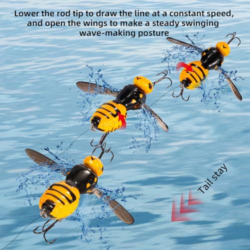 FONMANG Top Water Fishing Lures, 3-Pcs Topwater Lures for Bass Walleye Pike, 2025 New Wasp Crawl Bait for Freshwater and Saltwater - color: A1-Wasp Topwater