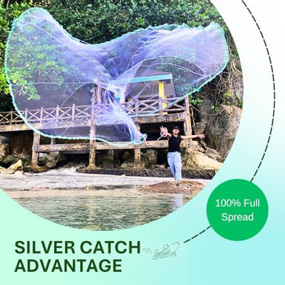 Cast Nets 4.5ft-10ft Radius|3/8",1/2",1" Mesh for Fishing with Chain Bottom, Salt Water Casting Fishing Net Gear, Easy Throw Nets Fishing Bait - Elite Series - size: 7' Radius | 3/8" Mesh