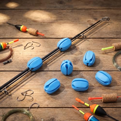 30 Pieces Silicone Fishing Rod Holder Straps Portable Fishing Rod Fixed Ball Rubber 5 Hole Lightweight Tackle Ball for Fish Enthusiasts Portable Fixed Straps Rubber - color: Blue