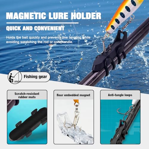 12 Pack Lure Magnetic Automatic Hooker, Sand Spike Rod Holder, Hook Holders for Fishing Rods, Magnetic Fishing Hook Keeper