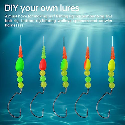 80/60/45 PCS Bullet Fishing Foam Floats Snell Float Surf Pompano Rigs Float for Spinner Rig Making Fly Fishing Strike Indicators for Trout Catfish Walleye