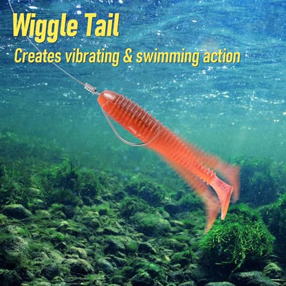 Dr.Fish 20 Pack Paddle Tail Swimbait Soft Fishing Lure Bass Fishing Freshwater Soft Plastic Shad Bait Drop Shot Bait Bluegill Panfish Crappie 1.4''/2''/3'' - color: Blue-White, size: 3 inch