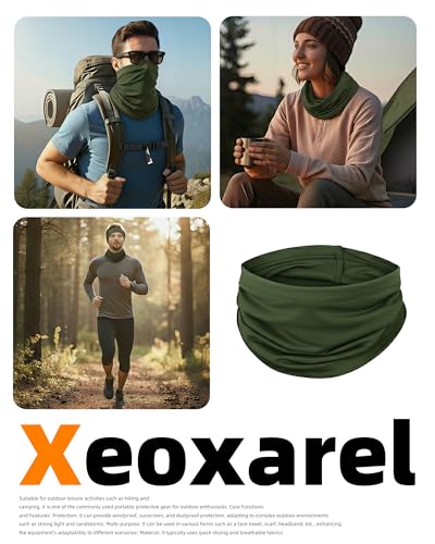 Xeoxarel Neck Gaiter, 7 Pack Cooling UV Protection, Bandana Face Mask Scarf for Men and Women - color: Black, Navy, Dark Grey, Olive Green, Royal Blue, Light Grey, Camo