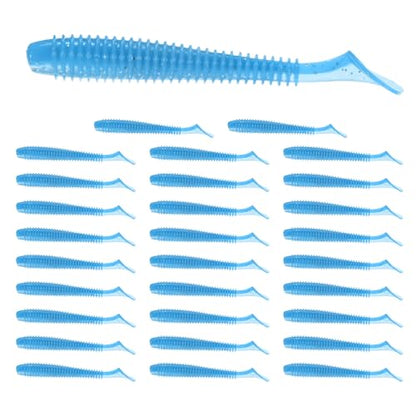 Soft Fishing Lures - Paddle Tail Swim Bait for Bass, Trout in Saltwater & Freshwater - Rigged with Hooks - Durable ABS Plastic - color: BLue, size: 2.95"