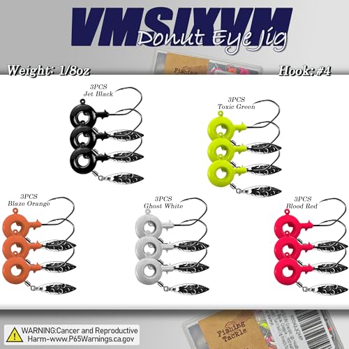 Crappie Jigs with Spinner, 15 Pcs Scent Holder Underspin Crappie Jig Heads for Bass Panfish Walleye Fishing, 1/8oz, 1/16oz - color: 1/8oz - 15 Pcs