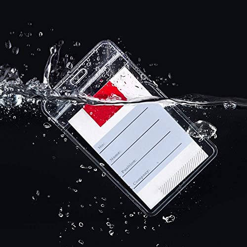6 Pack Heavy Duty ID Card Badge Holder and Metal Badge Clips,Horizontal Clear PVC Card Holder with Waterproof Resealable