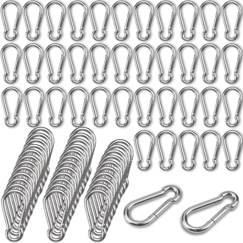 Heavy-Duty Carabiner Clip 1.57"–5.5", Black/Silver Spring Snap Hook, Quick Link Keychain Clip for Keys, Swing Set, Camping, Fishing, Hiking & Traveling (120–1350 lbs) - color: Silver, size: 2.32Inch(M6)-100PCS