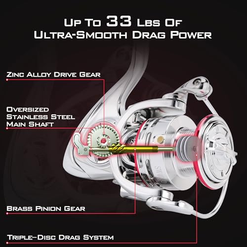 Sougayilang Saltwater Spinning Reel,CNC Aluminum Spool,Max Drag 33LB,Oversize Grip,5.5:1 Gear Ratio, 11+1 Stainless-Steel BB, Freshwater Fishing Reel. - color: SW3000