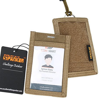 EXCELLENT ELITE SPANKER Tactical ID Card Holder Adjustable Neck Lanyard Key Ring Loop Patch Badge Holder and Credit Card Organizer (Coyote Brown) - color: Coyote Brown