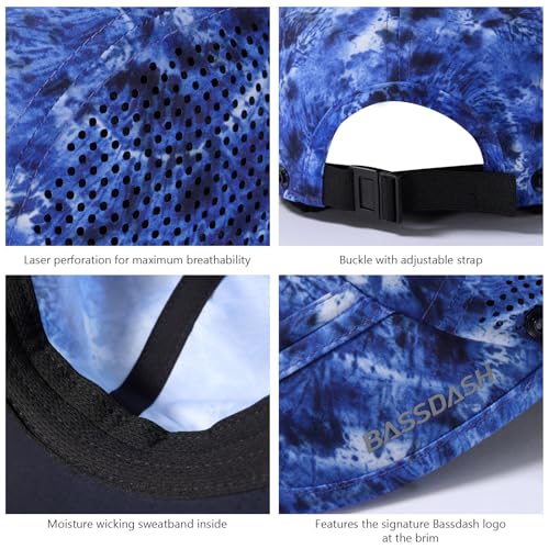 BASSDASH UPF 50+ Foldable Fishing Hat Baseball Cap with Removable Neck Flap Portable for Men Women Golf Hiking - color: Blue Camo With Foldable Brim