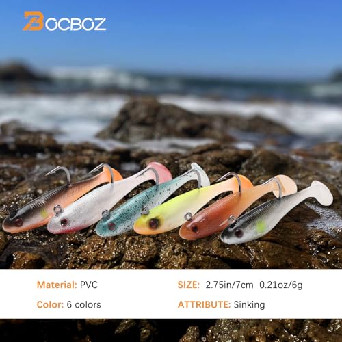 Pre-Rigged Soft Fishing Lures Jig Head Paddle Tail Swimbait for Bass Walleye Trout Crappie Fishing Gear for Saltwater Freshwater - size: 2.75"-0.23oz