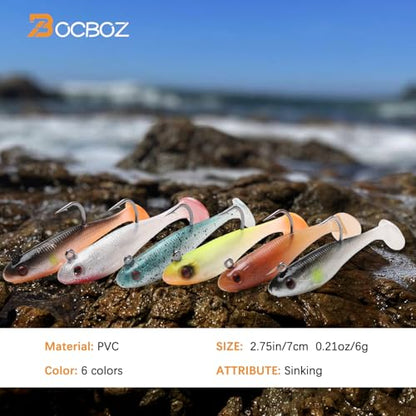 Pre-Rigged Soft Fishing Lures Jig Head Paddle Tail Swimbait for Bass Walleye Trout Crappie Fishing Gear for Saltwater Freshwater - size: 2.75"-0.23oz