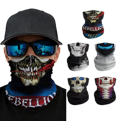 Summer Cooling Neck Gaiter UV 50+ Sun Protection Breathable Mesh Face Mask - color: 5pcs-skull-2