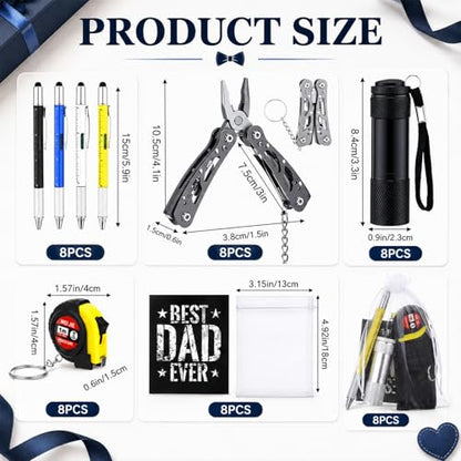 48 Pcs Fathers Day Multitool Gifts Bulk for Men Best Dad Ever Mini Tape Measure 6 in 1 Multitool Pens Small Multitools Pliers Keychain Mini LED Flashlights for Men Christian Church Gifts