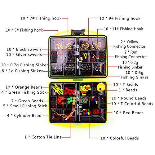 Bait Case, Fishing Accessories Kit Including Hook Sinker Weights Fishing Swivels Snaps Fishing Line Beads Fishing Set with Tackle Box