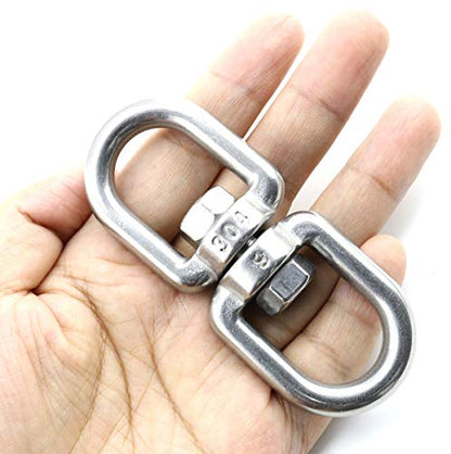 1PCS M8 Double Ended Swivel Eye Hook 304 Stainless Steel Eye to Eye Swivel Shackle Ring Connector + 2PCS M8 Snap Hook - size: M8