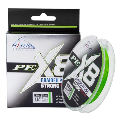 X8 Braided PE Fishing Line - Zero Stretch High Sensitivity 8 Carrier Line, Super Strong Abrasion Resistant for Smooth Casting, Saltwater Freshwater Lure Fishing, 110 Yards - color: Green, size: 50LB