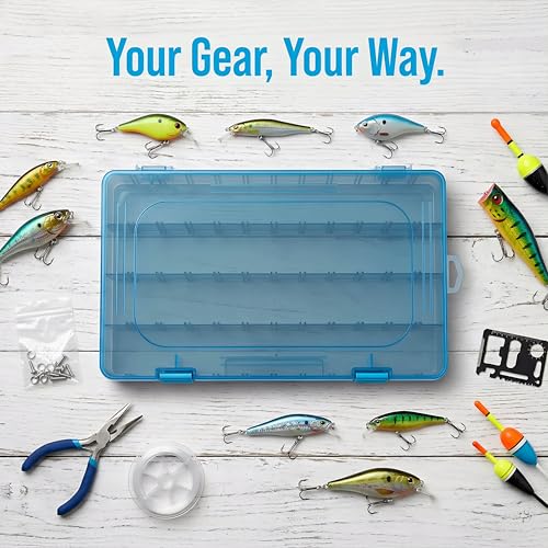 BEAR PAW 3700 Fishing Tackle Boxes Large Tray Floating Fishing Trackle Box Storage Organizer Lure Plastic Box with Adjustable Dividers Blue - style: 3700 Standard