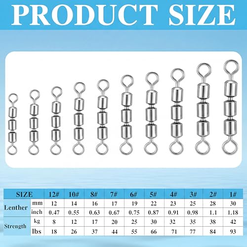 30 Pcs Fishing Swivels 3 Roller Swivel Triple Connector Set 3 Bead Chain Barrel Swivels Fishing Tackle Trolling Rolling Leader Lure Connector 10 Sizes Salmon Walleye Freshwater