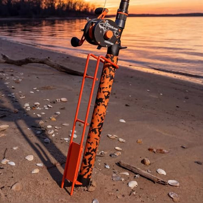 2 Set Blaze Bank Fishing Rod Holders Heavy Duty Steel Rod Stands for Shore Fishing - color: Orange