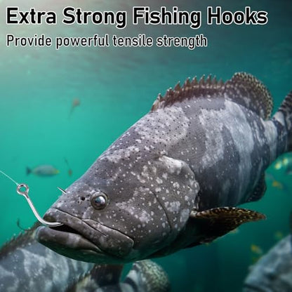Dr.Fish 10 Pack Inline Single Hooks Welded Eyes Heavy Duty Saltwater Fishing Circle Hook Replacement for Hard Lures - size: #2/0(1.3")-10 Pack
