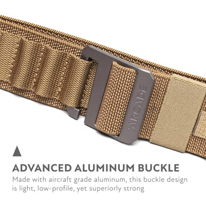 Arcade Belts Hardware Alu Utility Belt - Low-Profile Aluminum Buckle, Heavy Duty Work Belt, Stretch Webbing, Anti-Slip - color: Coyote, size: Long | L/XL – Fits up to 52”