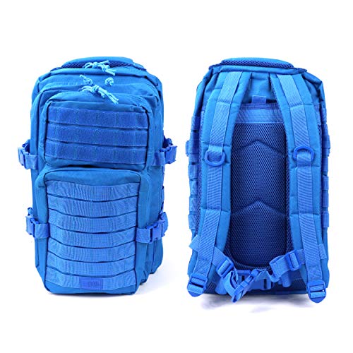 OSAGE RIVER MOLLE Fishing Backpack with Rod Holder - 600D Large Tackle Bag for Trays and Fishing Accessories - Tactical Backpack for Camping, Traveling, Hunting - Electric Eel Blue - color: Electric Eel Blue