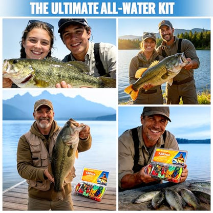 PLUSINNO Fishing Lures, All-in-One Fishing Tackle Box with Tackle Included, Fishing Gear Lure Bait Accessories Kit for Freshwater Bass Trout, Ideal Fishing Gifts for Men, Father & Beginners - color: 128Pcs Fishing Lures Kit