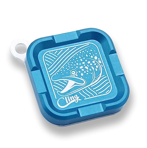 Cling Fishing Products Mag Grab® Mini – Compact Magnetic Fly Holder/Fly Patch & Organizer for Fly Fishing Vest, hat, Waders and Fishing Packs (Brown Town, Blue) - color: Blue, style: Brown Town