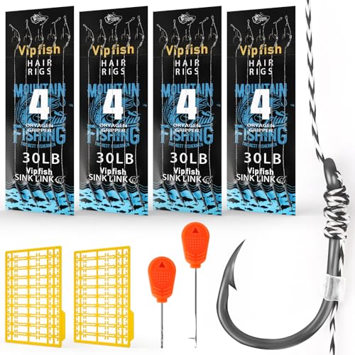 24 Pack Pre-Tied Carp Rigs with Sharp Hooks, Swivel & PE Line – Hook The Big One with Boilies, Pellets & Corn – The Ultimate Carp Fishing Equipment - color: #4-24PACK