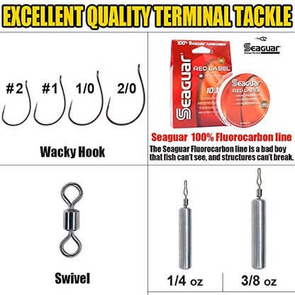Drop Shot Rigs for Bass Fishing Ready Rig with Hooks and Sinker Weights - color: Hook Size 2-Weight 1/4 oz-Qty 5