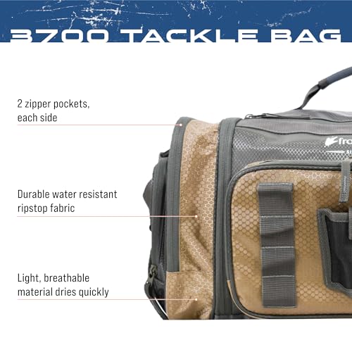 FROGG TOGGS Heavy Duty Fishing Tackle Duffle Bag, Includes Bait Trays - color: Solid Elements Brown, style: 3700