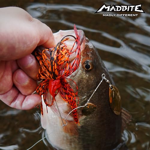 MadBite by KastKing Spinnerbait Fishing Lures, Bass Trout Salmon Walleye Stainless Steel Spinner Baits Kit, Saltwater Freshwater, 4 pcs - color: Bait Fish - Double Willow, size: 3/8oz