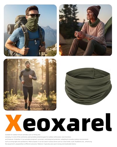 Xeoxarel Neck Gaiter, 7 Pack Cooling UV Protection, Bandana Face Mask Scarf for Men and Women - color: Black, White, Brown, Dark Grey, Olive Green, Sand, Camo