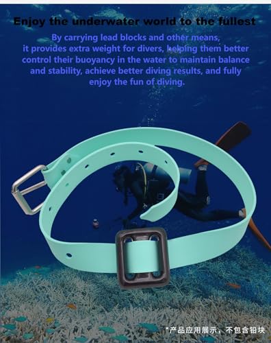 Diving Weight Belt with Quick Release Stainless Steel Buckle Rubber Weight Belts for Free Diving, Spear Fishing Diving Belt 53 inches(1.35m) - color: green